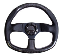 NRG Sportratt Kolfiber med Lädergrepp / Platt Botten 320mm